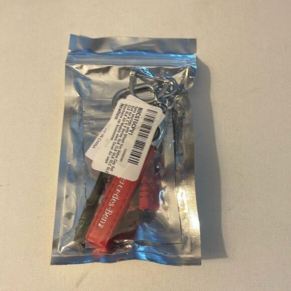 Mercedes Key Fob keychain in Red Leather and Valve Stem Caps in Red NWT - Picture 6 of 6
